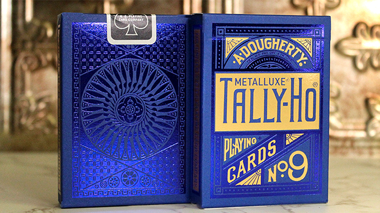 Tally Ho Blue MetalLuxe Playing Cards - Cirlce Back