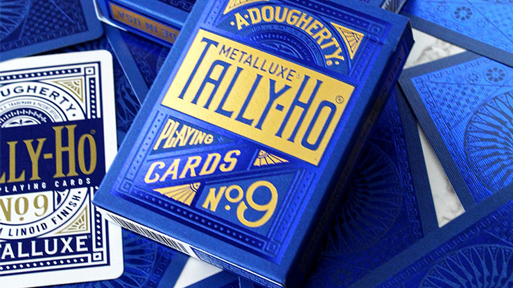 Tally Ho Blue MetalLuxe Playing Cards - Cirlce Back